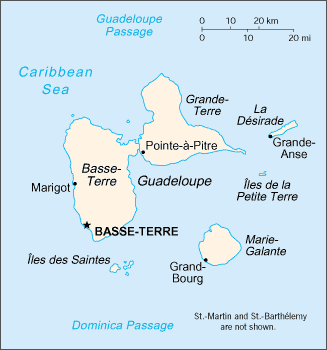 Map Guadeloupe - Karte von Guadeloupe