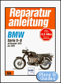 BMW Serie 5 und 6 (2 Zyl.) ab 1970 bis 1976. R 50/5, R 60/5, R 75/5, R 60/6, R 75/6, R 90/6, R 90 S.