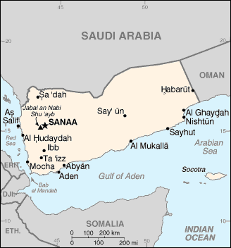 Carte du Ymen - Map of Yemen - Kaart Jemen 
